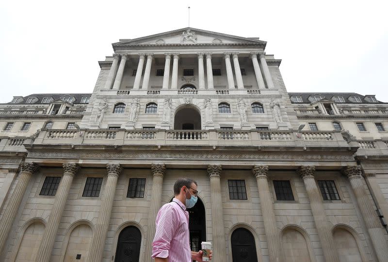 The Bank of England is seen in the City of London, Britain