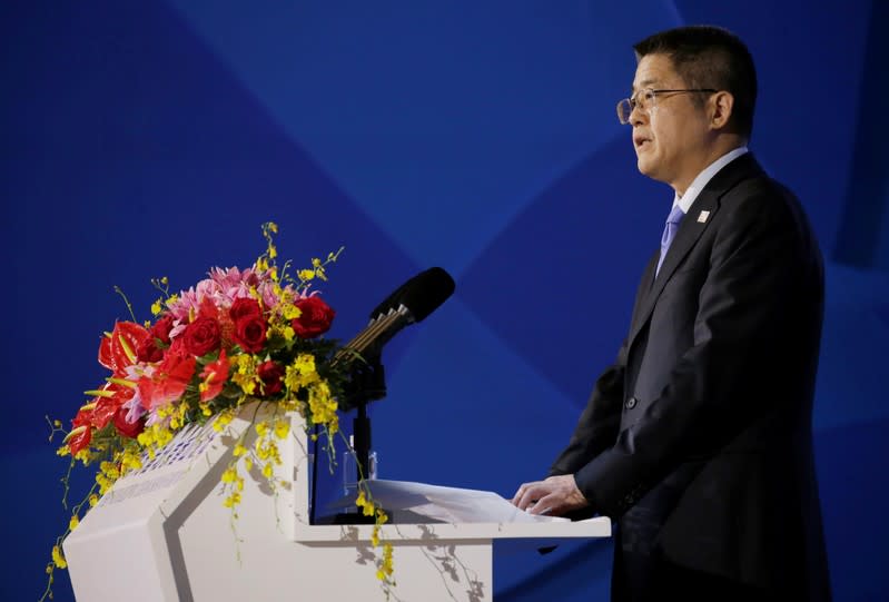 China's Vice Foreign Minister Le Yucheng speaks at the Xiangshan Forum in Beijing