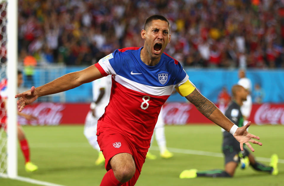 Clint Dempsey scored one of his 57 international goals to put the USMNT ahead in its 2014 World Cup opener against Ghana. (Getty)