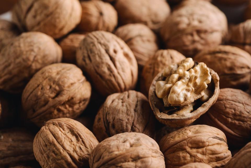 full frame shot of walnuts background