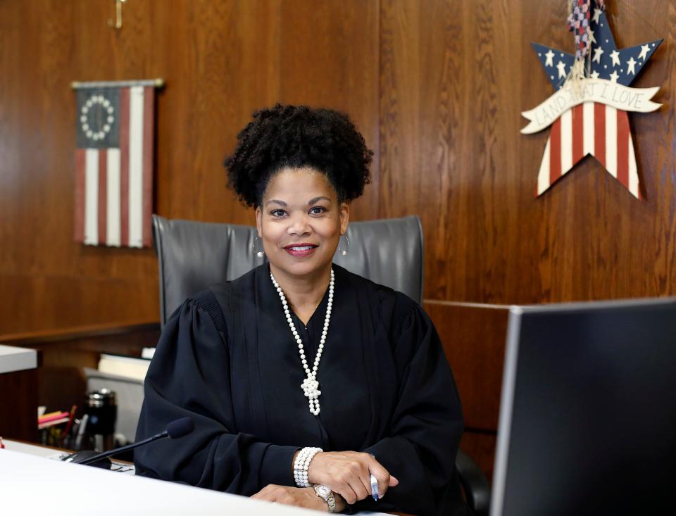Judge Kim A. Browne in her courtroom at Domestic Relations & Juvenile Court in downtown Columbus on June 9, 2021.