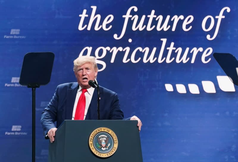 U.S. President Trump speaks at the American Farm Bureau Federation Annual Convention and Trade Show in Austin