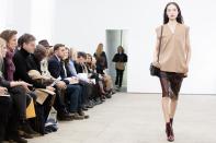 A model walks the runway during the Derek Lam Fall 2013 fashion show during Fashion Week, Sunday, Feb. 10, 2013, in New York. (AP Photo/John Minchillo)