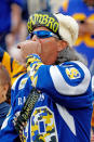 <p>A Los Angeles Rams fan attends the NFC Wild Card Playoff Game against the Atlanta Falcons at the Los Angeles Coliseum on January 6, 2018 in Los Angeles, California. (Photo by Josh Lefkowitz/Getty Images) </p>