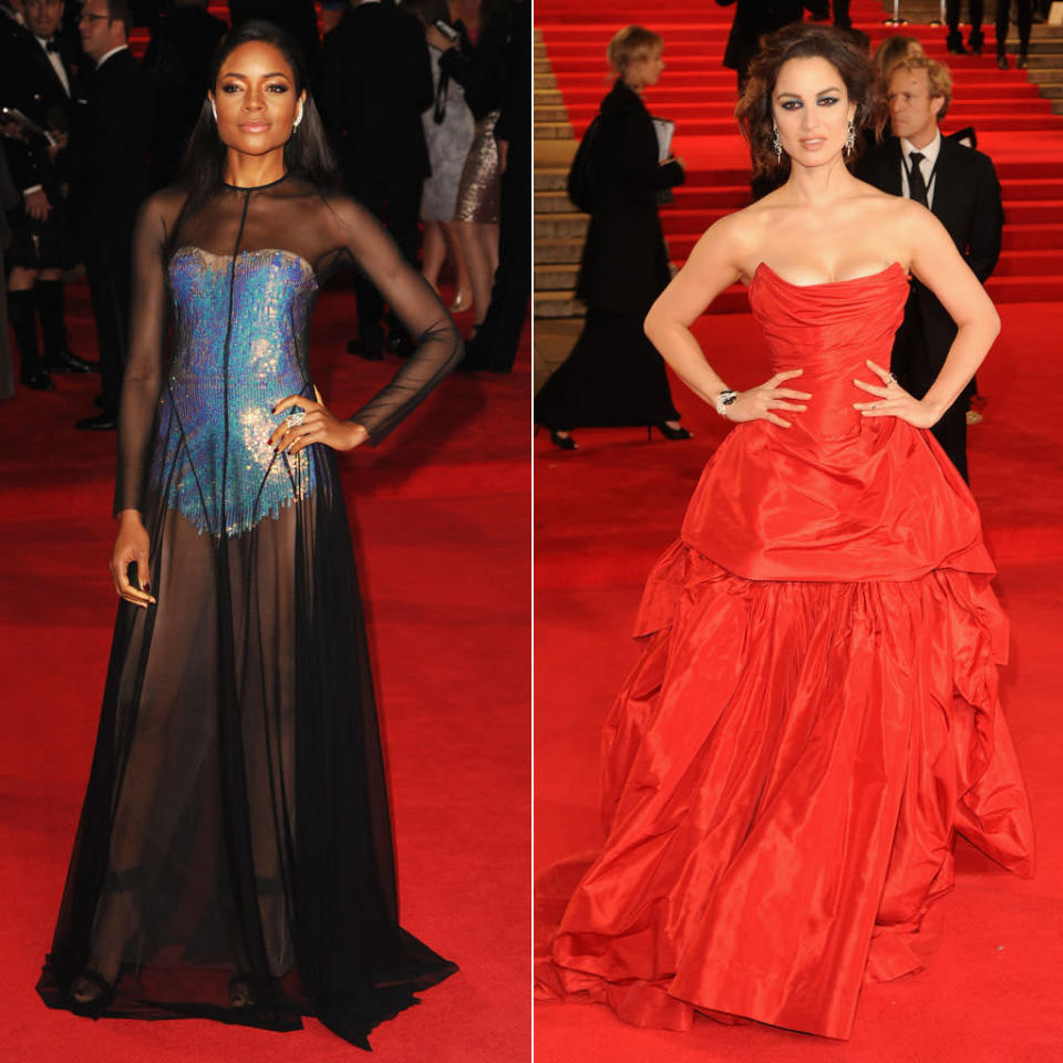 Naomie Harris and Berenice Marlohe attend the the Royal World Premiere of 'Skyfall' at the Royal Albert Hall on October 23, 2012 in London, England.