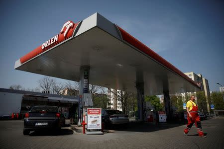 FILE PHOTO: A petrol station of PKN Orlen, Poland's top oil refiner, is pictured in Warsaw, Poland April 25, 2019. REUTERS/Kacper Pempel