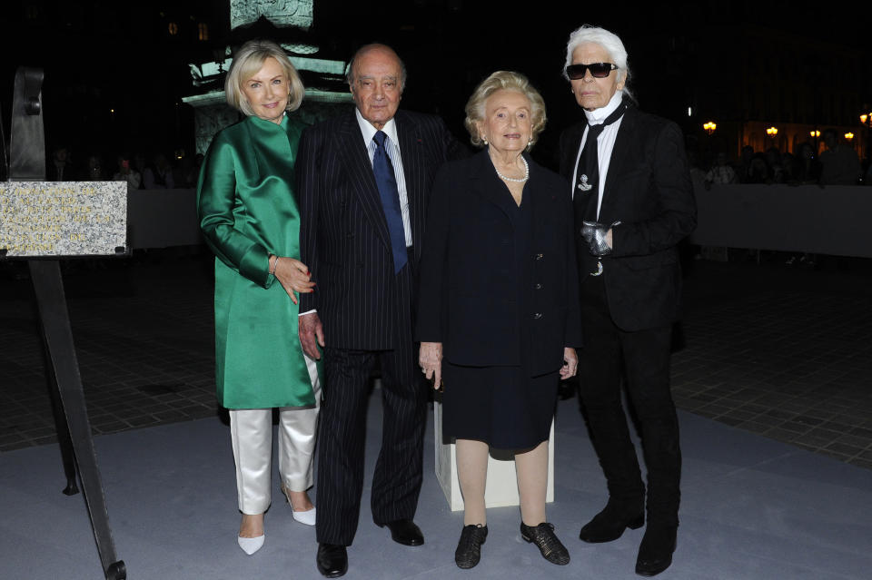 Heini Al-Fayed, Mohamed Al-Fayed, Bernadette Chirac and Karl Lagerfeld.