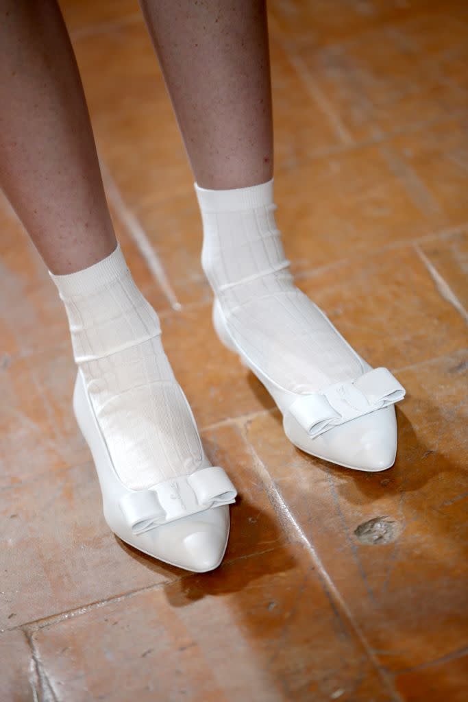 Silk socks and Vivas at Ferragamo spring ’20 backstage. - Credit: Shutterstock