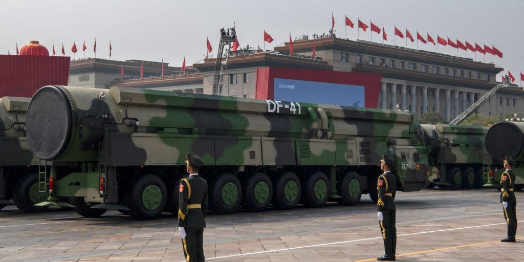 The Chinese military's new DF-41 intercontinental ballistic missiles, that can reportedly reach the United States, are seen at a parade to celebrate the 70th Anniversary of the founding of the People's Republic of China in 1949, at Tiananmen Square on October 1, 2019 in Beijing, China