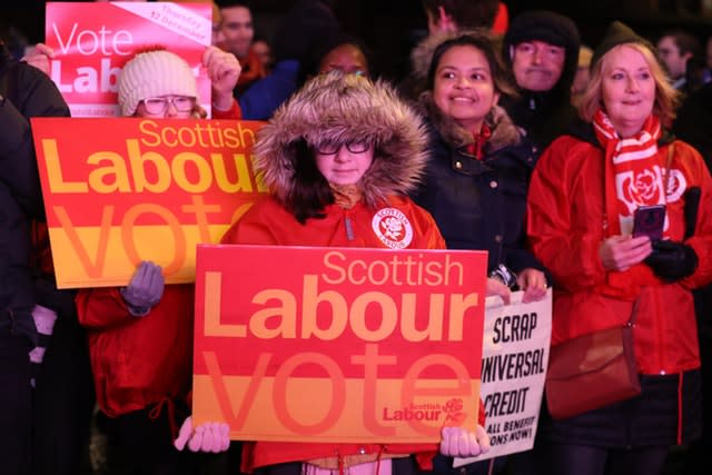 Labour Party supporters ahead of a visit to Glasgow by party leader Jeremy Corbyn