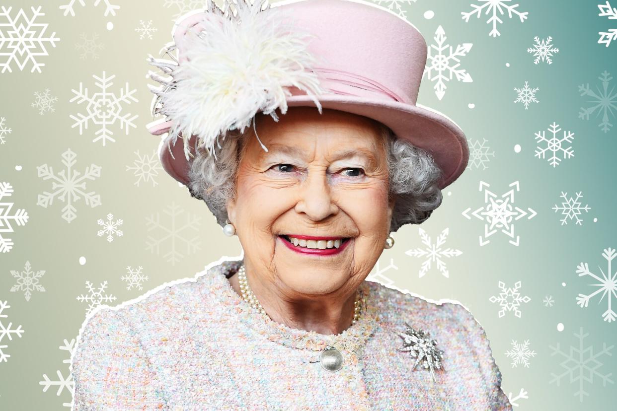 Queen Elizabeth on a designed background