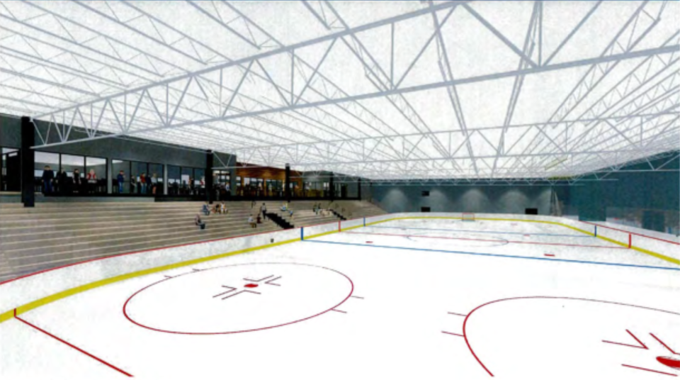 Rendering of The Palm Beach Gardens Ice Center, a sports facility with two ice rinks that City Council gave the greenlight on Thursday, April 4, 2024, to build at Plant Drive Park in Palm Beach Gardens, Fla.