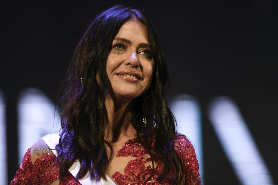 La concursante Alejandra Rodríguez compite en el certamen Miss Universo en Buenos Aires, Argentina, el sábado 25 de mayo de 2024. (AP Foto/Gustavo Garello)