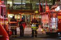 <p>First responders assess the scene of a fire at Trump Tower on April 7, 2018 in New York City. (Photo: Eduardo Munoz Alvarez/Getty Images) </p>