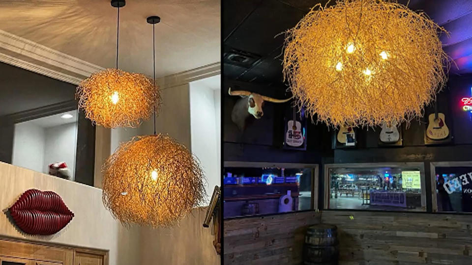 Examples of Jenn Isbell's tumbleweed chandeliers.  / Credit: CBS News