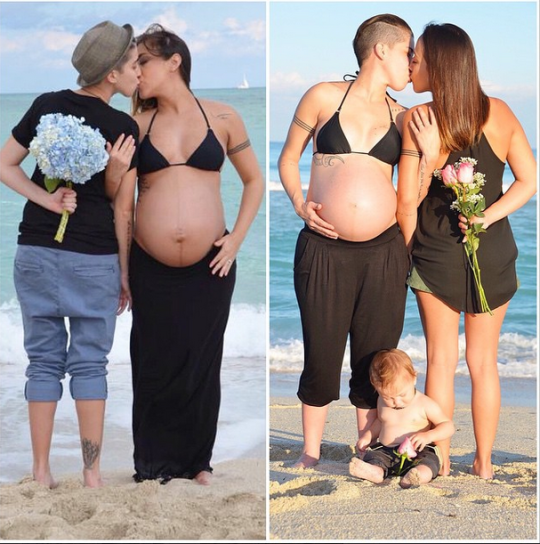 2 Wives, 2 Pregnancies, 2 Photos One Year Apart