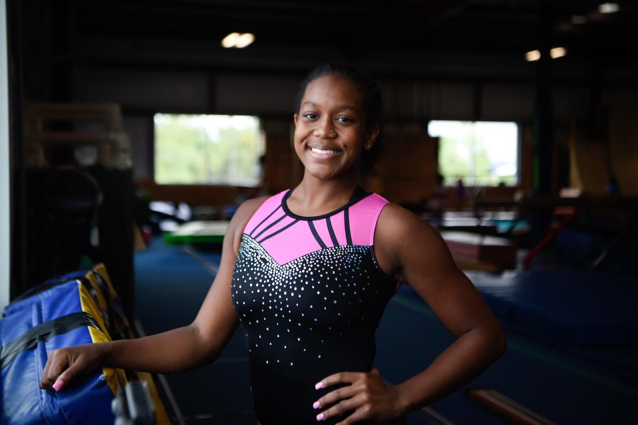 Morgan Price poses for a portrait at Nashville Gymnastics Training Center in Nashville, Tenn., Friday, July 29, 2022.