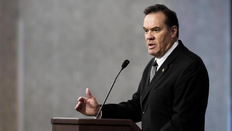 U.S. Rep. Russ Fulcher, R-Idaho, speaks at a Boise Metro Chamber of Commerce luncheon in October at the Grove Hotel in downtown Boise.