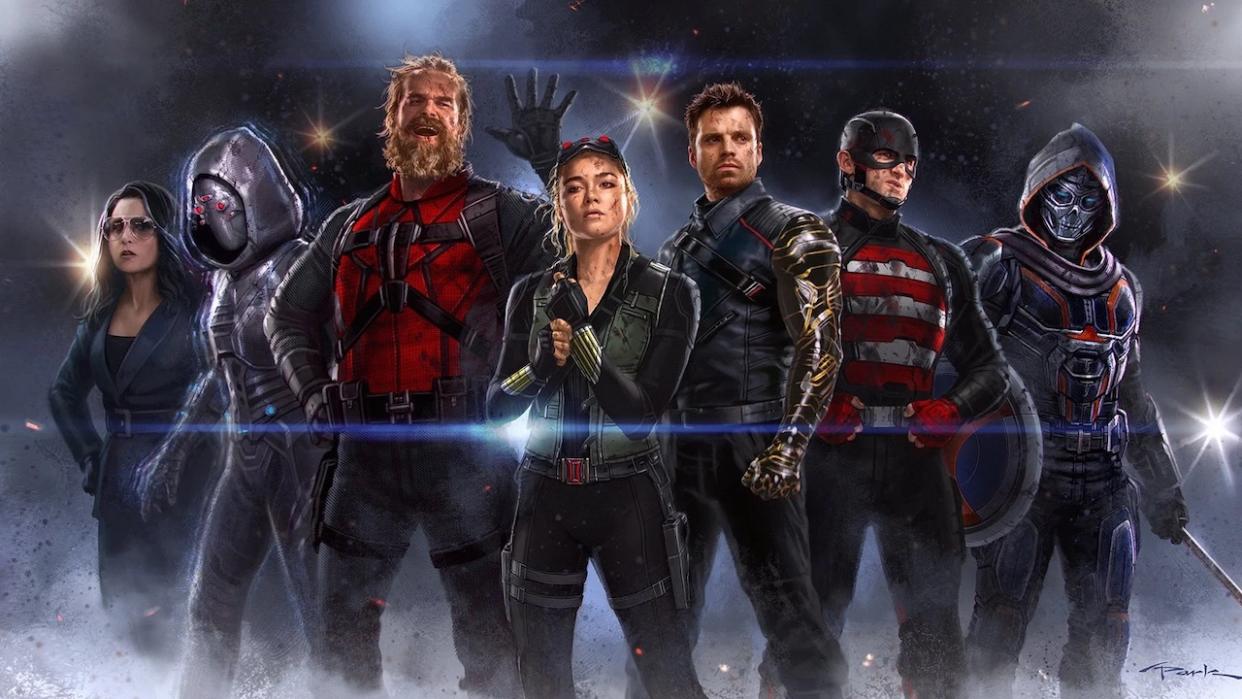  Concept artwork of the MCU's Thunderbolts lineup. 