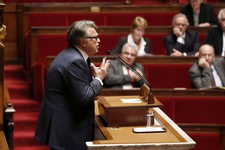 French deputy Gilbert Collard delivers a speech during a debate on Palestine status at the National Assembly in Paris November 28, 2014. REUTERS/Charles Platiau