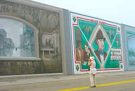 The floodwall in Portsmouth, Ohio, has 54 murals that line up along the Ohio River. Jackie Finch | Hoosier Times