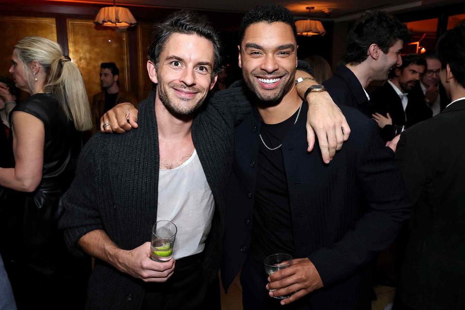 <p> Randy Shropshire/Getty </p> Jonathan Bailey (left) and Regé-Jean Page pose for a photo at the CAA pre-Oscars party