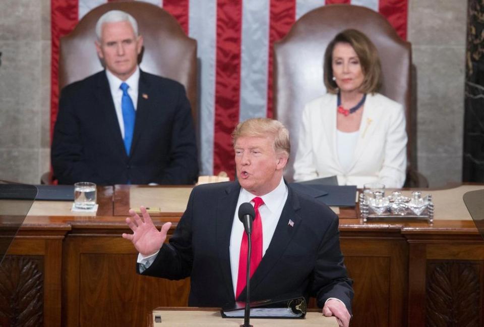 President Donald Trump delivering his second State of the Union address