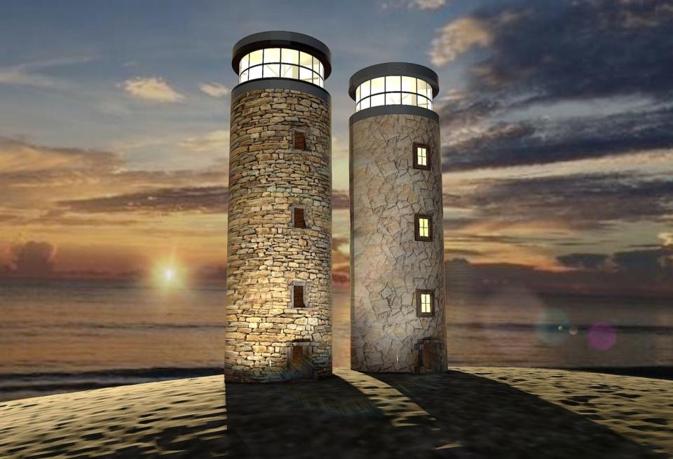 Two unused concrete silos on the edge of downtown Fort Pierce could be painted to look like lighthouses, under artist Kenny Maguire's vision.
