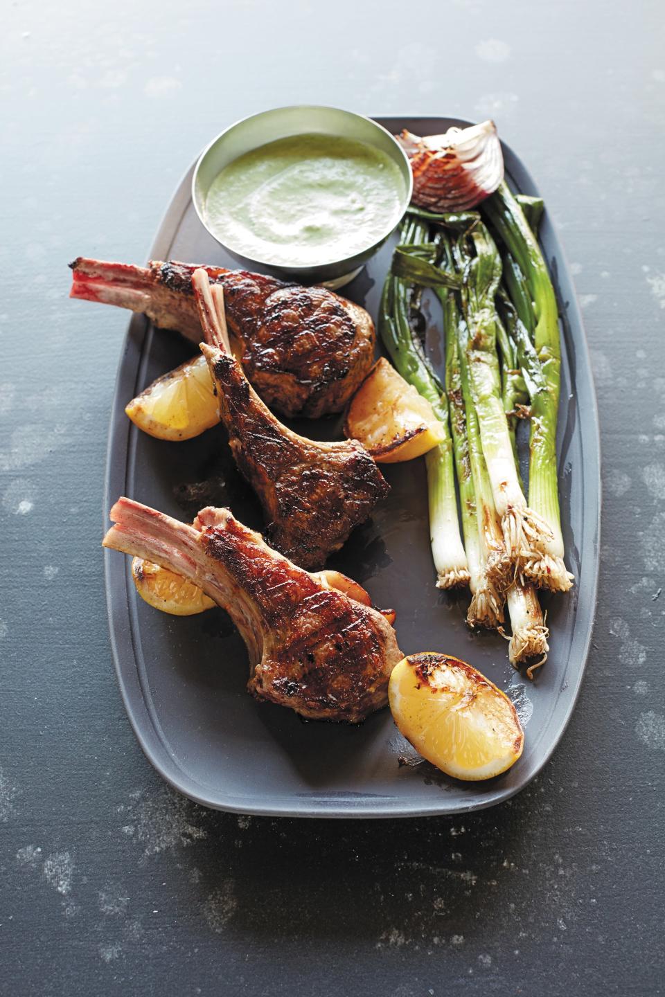 Grilled Lamb Chops with Kefir Verde Sauce