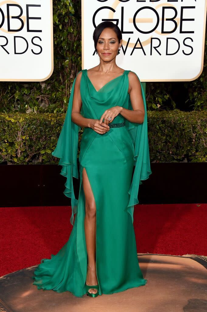 Worst: Jada Pinkett-Smith in Atelier Versace at the 73rd Annual Golden Globe Awards.