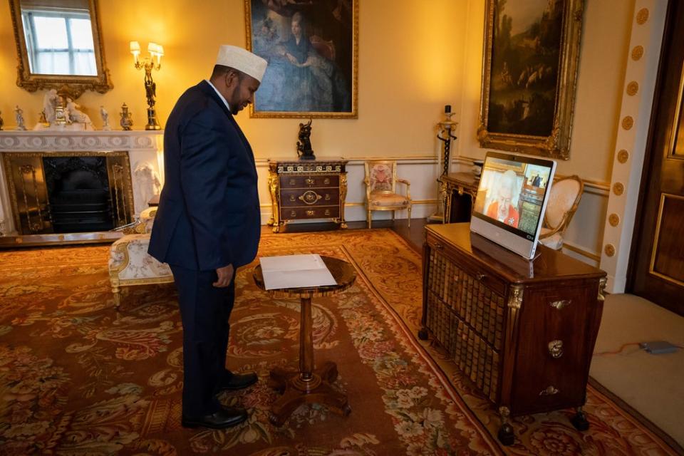 The Queen appearing on screen during the virtual audience (Aaron Chown/PA) (PA Wire)