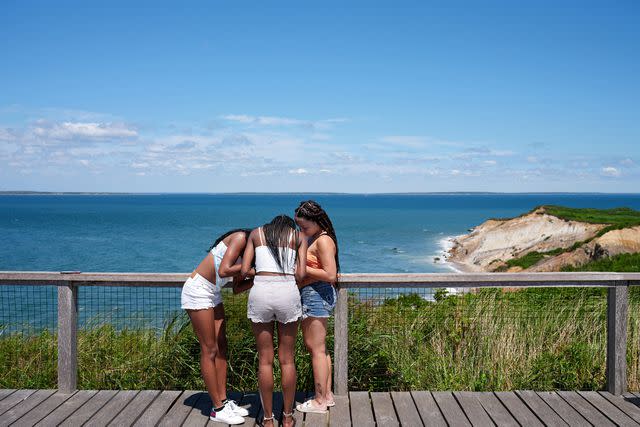 <p>Elizabeth Cecil</p> Pausing by the Atlantic at the Aquinnah Cliffs.