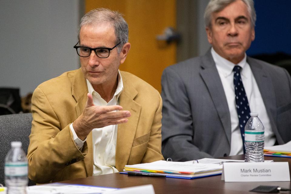 Charter Review Committee chairman, former City Commissioner, Mark Mustian listens to public comments during a meeting on Tuesday, Feb. 20, 2024.