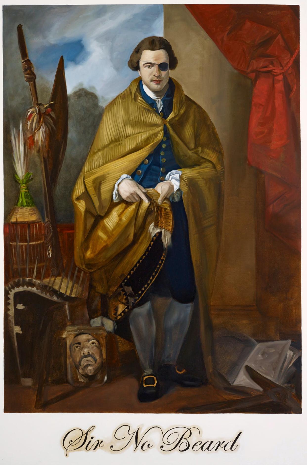 <span class="caption">Daniel Boyd, Sir No Beard, 2007. Oil on canvas 183.5 x 121.5 cm. Art Gallery of New South Wales, Sydney, gift of Clinton Ng 2012, donated through the Australian Government’s Cultural Gifts Program 378.2012. </span> <span class="attribution"><span class="source">Image: AGNSW, Felicity Jenkins © Daniel Boyd</span></span>
