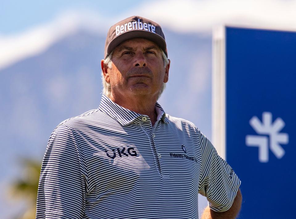 Fred Couples waits to tee off on eight during the Pro-Am at The Galleri Classic in Rancho Mirage, Calif., Thursday, March 28, 2024.