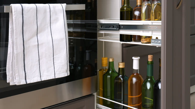 Wine next to oven