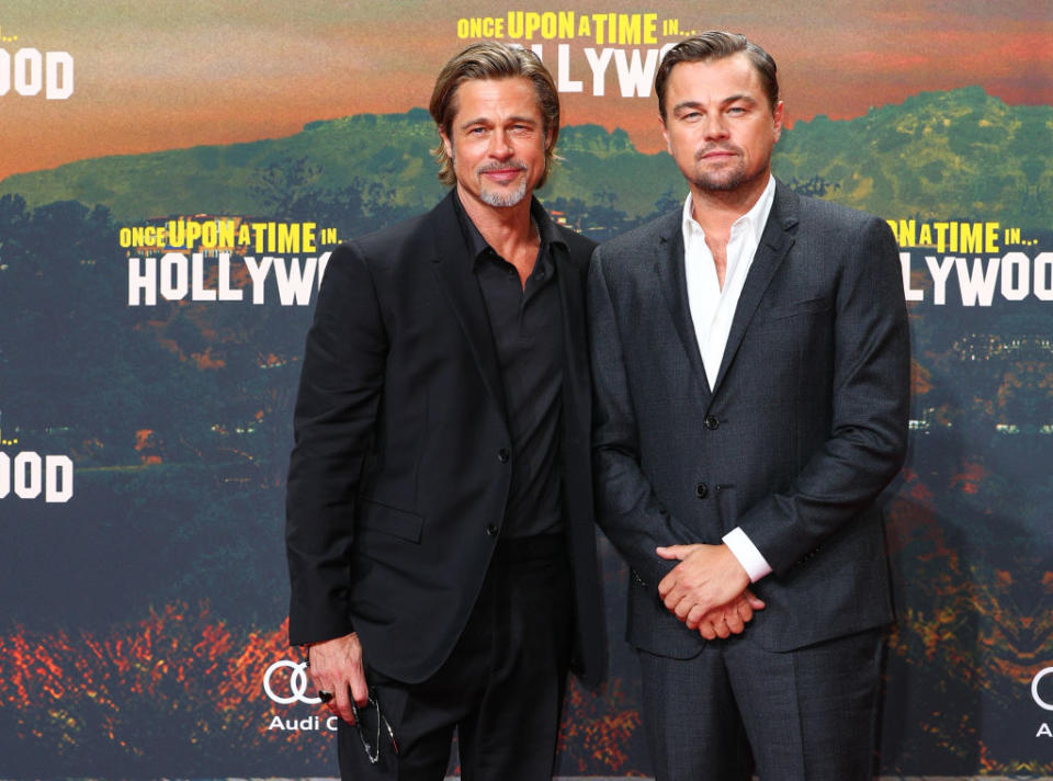 Brad Pitt and Leonardo DiCaprio, co-stars in "Once Upon a Time in Hollywood," are friends off camera, too. (Photo: Brian Dowling/Getty Images for Sony Pictures)