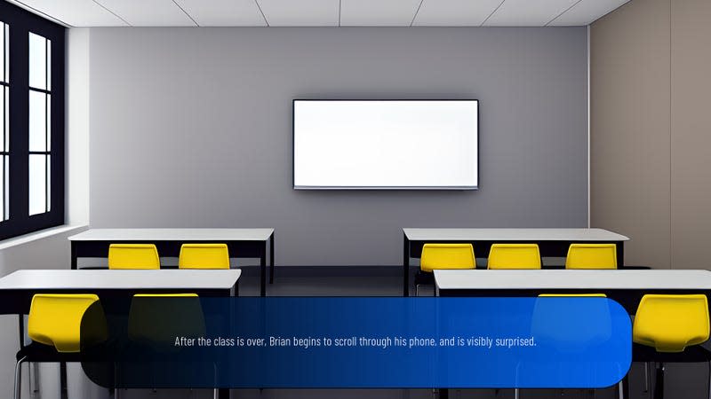 A The Hidden and Unknown image of some supposedly AI-generated art of a school classroom.