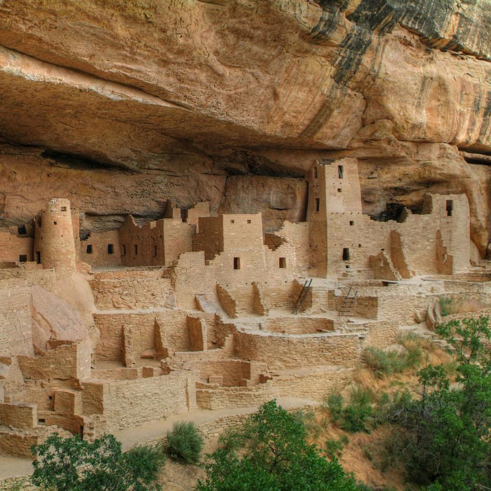 <p><a href="https://www.nps.gov/meve/index.htm" rel="nofollow noopener" target="_blank" data-ylk="slk:Mesa Verde National Park;elm:context_link;itc:0;sec:content-canvas" class="link ">Mesa Verde National Park</a>'s 600 ancient cliff dwellings — structures constructed from sandstone blocks that look as if they were carved out of the mountain — are just as incredible as Peru's Machu Picchu, but way more local. Cliff Palace, a 150-room complex built by the Ancestral Puebloans in the 13th century, is one of the most impressive examples. </p>