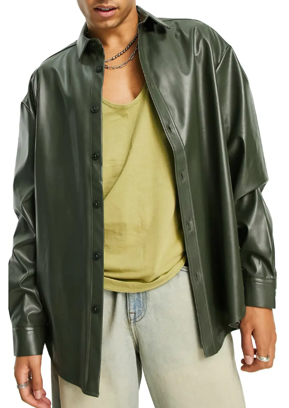 Best men's leather jacket ASOS design oversize faux leather jacket