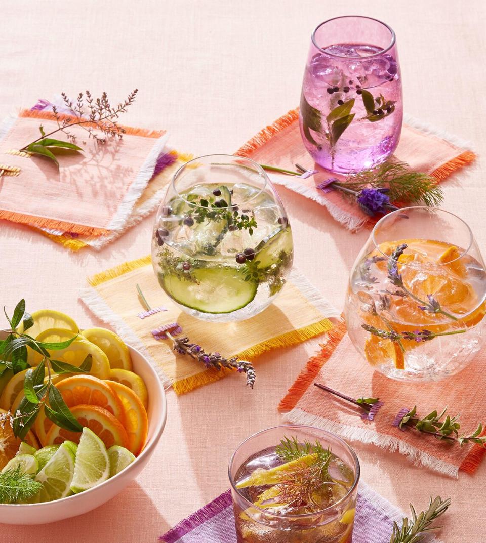 Spanish-style gin tonics (hold the "and") are typically finished with handfuls of fresh herbs, citrus or cucumber, and spices like peppercorns and juniper berries. They're completely customizable for your taste preference and what you've got stocked in your kitchen.