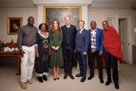 <p>The Duchess had to back out of an appearance at the Tusk Awards last-minute, but Kensington Royal noted on Twitter that she'd been able to meet with the nominees and winners. Kate chose a belted green dress from Beulah and heels for the private event.</p>