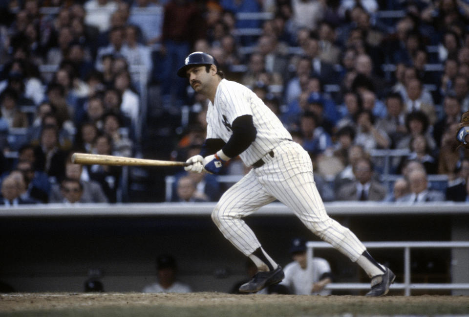 NEW YORK - CIRCA 1975: Thurman Munson #15 of the New York Yankees bats during an Major League Baseball game circa 1975 at Yankee Stadium in the Bronx borough of New York City. Munson played for the Yankees from 1969-79. (Photo by Focus on Sport/Getty Images) 