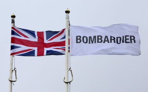 Bombardier and Union flag - Credit: AFP