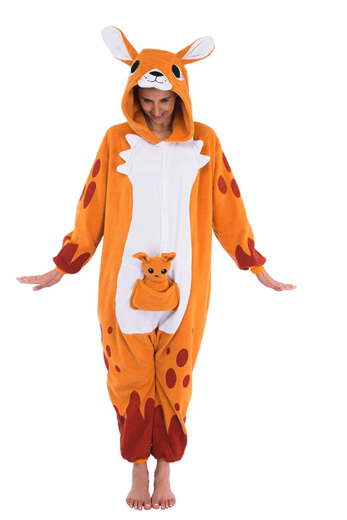 <p>Show off your baby joey in this comfy onesie on Halloween.</p><p><a class="link " href="https://www.amazon.com/Animal-Kangaroo-Costume-Cosplay-Pajamas/dp/B07RZTXRLV?tag=syn-yahoo-20&ascsubtag=%5Bartid%7C10055.g.3836%5Bsrc%7Cyahoo-us" rel="nofollow noopener" target="_blank" data-ylk="slk:SHOP PAJAMAS;elm:context_link;itc:0;sec:content-canvas">SHOP PAJAMAS</a></p><p><strong>RELATED:</strong> <a href="https://www.goodhousekeeping.com/clothing/g29254658/best-adult-onesies-for-women/" rel="nofollow noopener" target="_blank" data-ylk="slk:15 Best Onesies for Women;elm:context_link;itc:0;sec:content-canvas" class="link ">15 Best Onesies for Women</a></p>