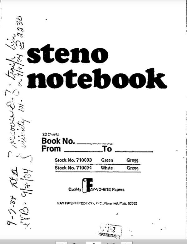 A spiral notebook with Whitey Bulger's handwritten notes were found by law enforcement.