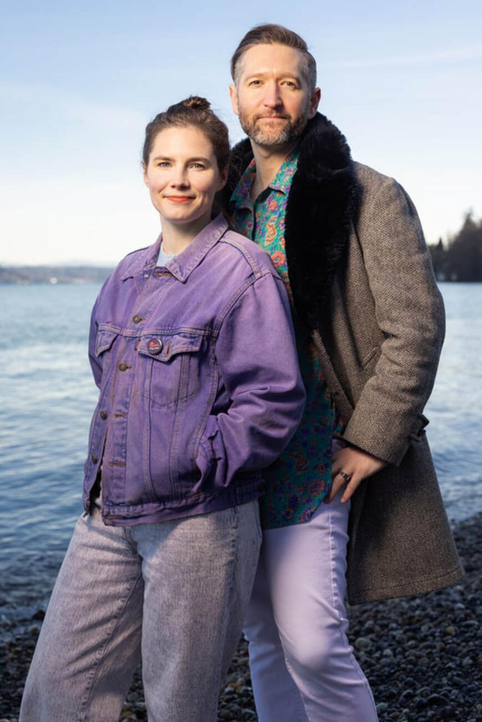 Amanda Knox and her husband Christopher Robinson, an author and fellow Labyrinths podcast co-host (Lucien Knuteson)
