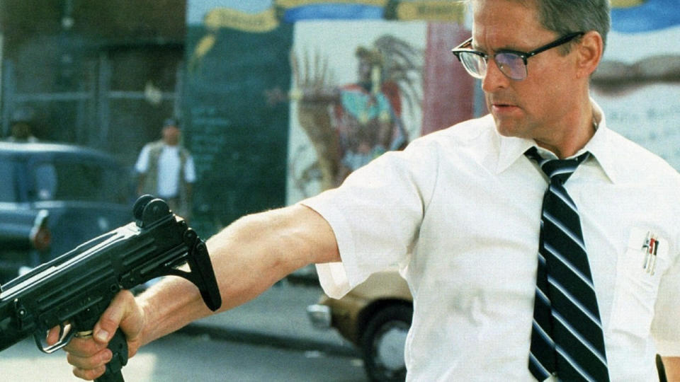 Michael Douglas with a gun in Falling Down