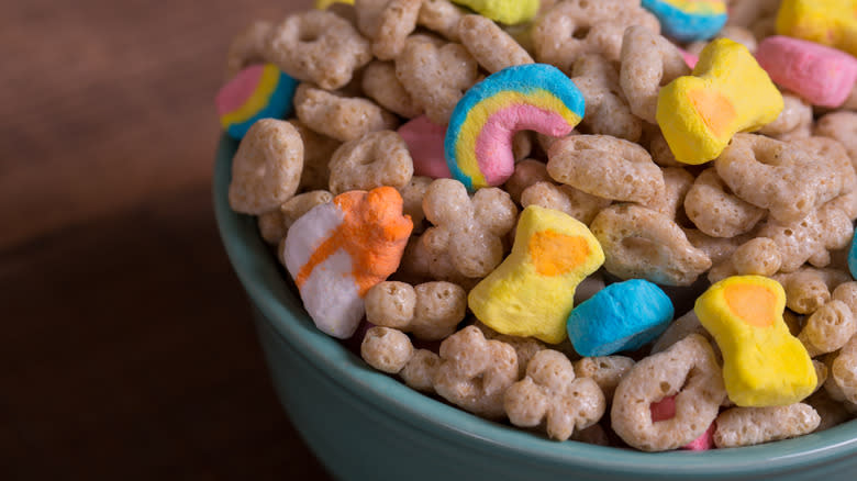 bowl full of colorful marshmallow cereal 