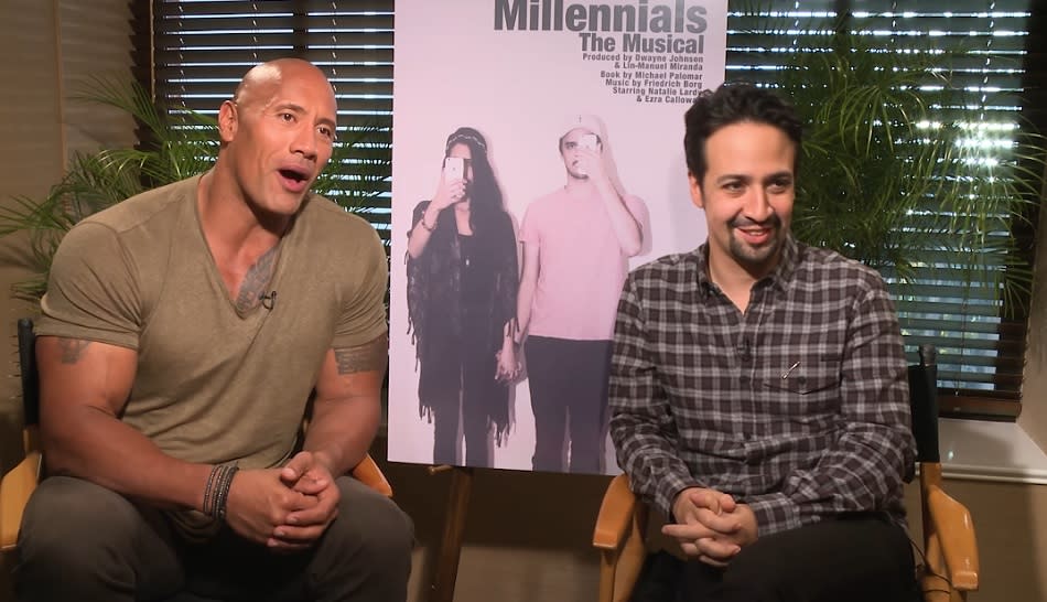 This video for “Millennials: The Musical” with Lin-Manuel Miranda and The Rock is seriously making us LOL